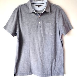 Banana Republic heathered black gray Polo performance knit size L